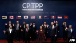 Các nhà lãnh đạo thế giới tham gia hội nghị ký kết Hiệp định Đối tác Toàn diện và Tiến bộ xuyên Thái Bình Dương (CPTPP) tại Santiago, Chile, ngày 8/3/2018.