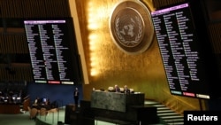 Kết quả bỏ phiếu cho nghị quyết được thể hiện trước Đại hội đồng Liên Hiệp Quốc