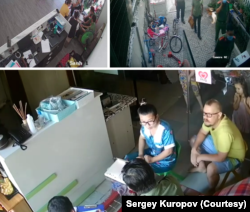 Hình ảnh trích xuất từ camera cho thấy công an đến làm việc tại nhà của anh Kuropov ở Nha Trang.