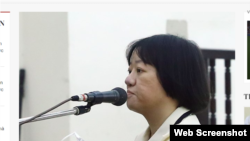 Bà Phạm Đoan Trang tại phiên phúc thẩm ở Hà Nội ngày 25/8/2022. Photo TTXVN via VietnamPlus.