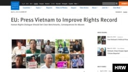 HRW hôm 4/4/2022 kêu gọi EU gây áp lực để Việt Nam cải thiện hồ sơ nhân quyền. Photo HRW.