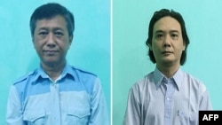 Ảnh của nhà cầm quyền quân đội Myanmar về nhà hoạt động dân chủ Kyaw Min Yu (trái) và cựu nhà lập pháp Maung Kyaw, còn có tên là Phyo Zeya Thaw. 