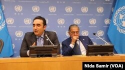 بلاول بھٹو زرداری اقوام متحدہ جنرل اسمبلی کے اجلاس کے موقعے پر میڈیا بریفنگ سے خطاب کرتے ہوئے 