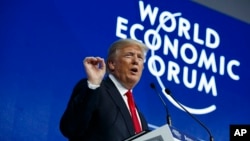 Tổng thống Donald Trump đọc diễn văn ở Diễn đàn Kinh tế Thế giới Davos, 26/1/2018