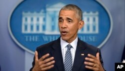 Tổng thống Obama phát biểu trong buổi họp báo ở Tòa Bạch Ốc ngày 14/11/2016.
