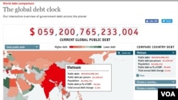 Đồng hồ nợ công của tạp chí The Economist nêu con số nợ công của Việt Nam vào ngày 16/7/2017 là hơn $94 tỉ. (Hình: Trích từ website của The Economist)