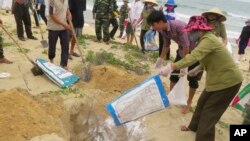 Tư liệu - Người dân tiêu hủy cá chết ở tỉnh Quảng Bình.