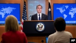 Ngoại trưởng Hoa Kỳ Antony Blinken tại cuộc họp báo ở Bộ Ngoại giao ngày 2/8/2011.