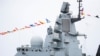 روس کا جنگی بحری جہاز مشقوں میں شرکت کر رہا ہے۔ 
