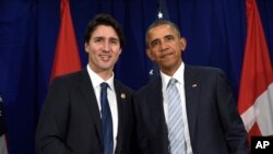 Tổng thống Hoa Kỳ Barack Obama và Thủ tướng Canada Justin Trudeau tại cuộc họp song phương ở hội nghị thượng đỉnh APEC tại Manila, Philippines, ngày 19/11/2015.