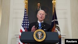 Tổng thống Hoa Kỳ Joe Biden phát biểu tại Nhà Trắng ngày 2/3/2021. 