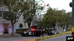 Bên ngoài phòng lãnh sự của Lãnh sự quán Trung Quốc tại San Francisco, bang California, ngày 9/10/2023. 