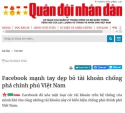 Trang QDND đăng bài về Facebook hôm 2/12/2021. Bài viết này sau đó không còn truy cập được. Photo Facebook Trịnh Hữu Long.