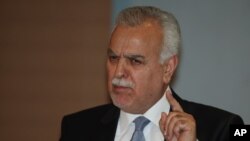 Phó Tổng thống Iraq đang tại đào Tariq al-Hashemi phát biểu trong một cuộc họp báo tại Ankara, Thổ Nhĩ Kỳ, ngày 10/9/2012