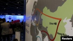 Bản đồ minh họa vành đai kinh tế con đường tơ lụa của Trung Quốc và con đường tơ lụa hàng hải thế kỷ 21 gọi là 'Một Vành đai Một Con đường'