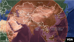 Vùng phủ phi đạn Agni-4 của Ấn Độ