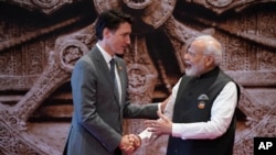 Thủ tướng Canada Justin Trudeau và Thủ tướng Ấn Độ Narendra Modi, 9/9/2023.