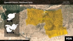  شمال مشرقی شام میں ڈسٹرکٹ قشملی کا نقشہ : فائل فوٹو